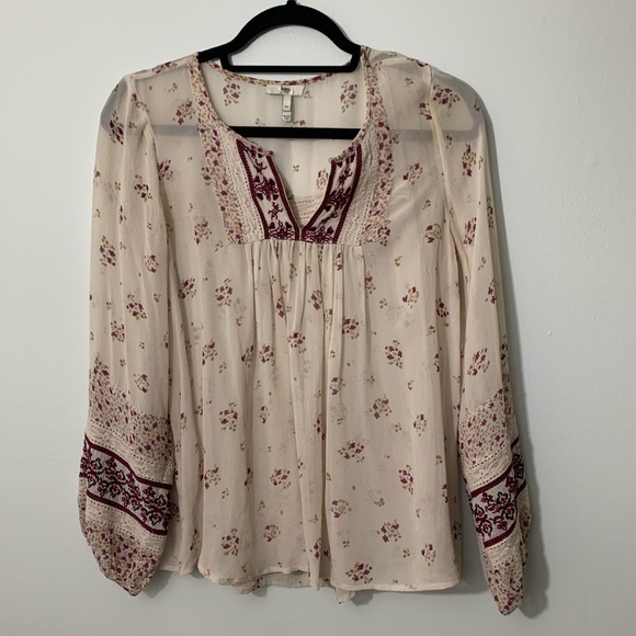 Joie Joleta in Almond Silk Boho Peasant Top - Picture 2 of 5